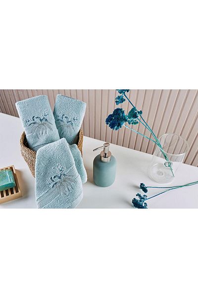Marie Claire Green Micro Orchide 3-Piece Hand Towel Set
