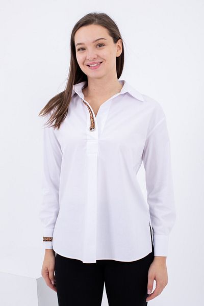 Cliche Women's Shirt with Bird Eye Detail on Collar.