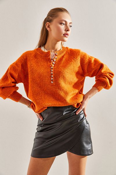 Bianco Lucci Charmed gestreifter Strickpullover mit 11 Knöpfen für Damen