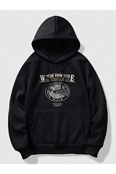 Tarzsokak Hanorac oversize cu glugă, imprimat cu WINTER SNOW, unisex, pentru ...