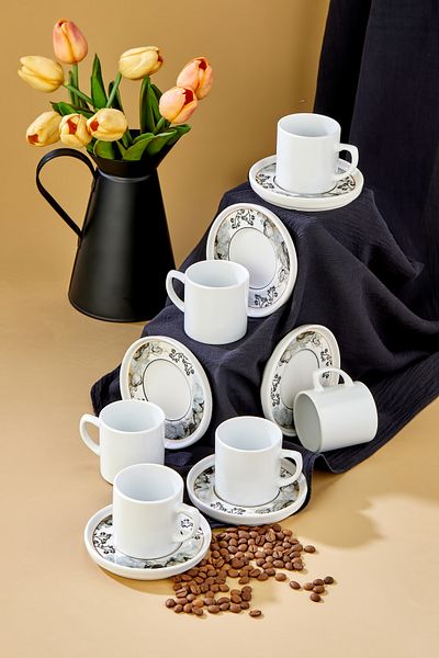 Erbaşlar Elite 12 Piece Luxury Ceramic Coffee Cup Set, Turkish Coffee Cup