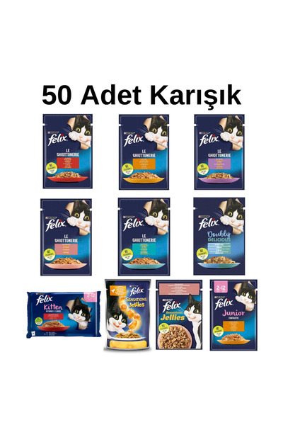FELIX Karışık Yaş Yetişkin Kedi Maması Pouch 85Gr 50 Adet