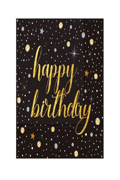 Kazanabil 20 Pcs BRIGHT LOOKING HAPPY BIRTHDAY DOUBLE FOLD PAPER NAPKIN