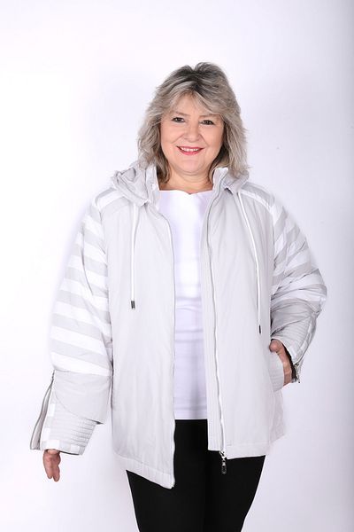 Hitit Butik Sleeve Design Striped Gray Coat