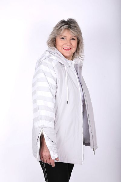 Hitit Butik Sleeve Design Striped Gray Coat