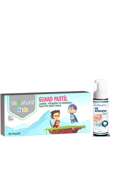VeNatura 10 Pastil Kids Guard - Vitamin and Mineral Food Supplement, Teeth Whitening Foam