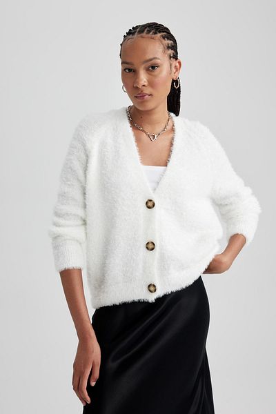 DeFacto Oversize Wide Fit V-Neck Knitwear Cardigan K7886Az23Wn