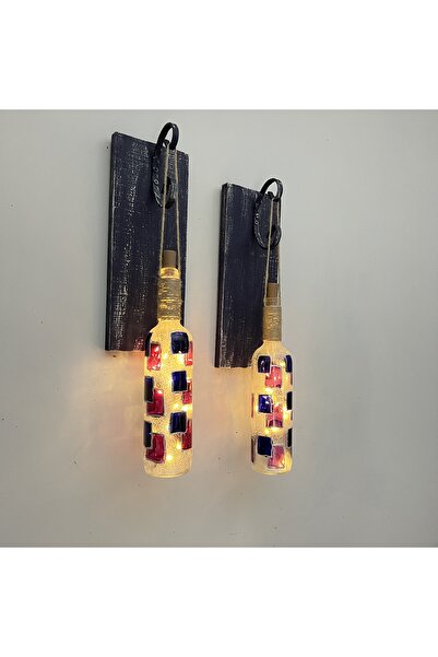 Mes Reves Peri LED Işıklı Ahşap Dekorlu Ferforje Bağlantılı Kırmızı Lacivert ...