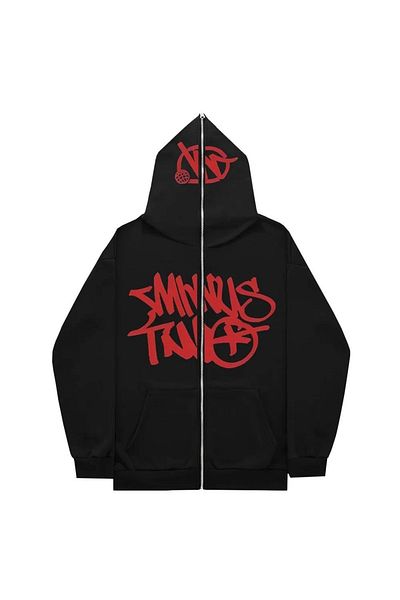 Gofeel Κόκκινο Minus Two Detail Unisex Oversize Παλτό με φερμουάρ