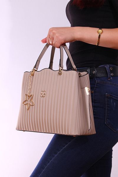By Hakan Dm-1262 Women's Handbag Women's Handbag Striped Mink