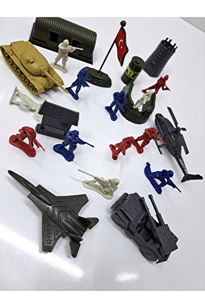 ALYTOYS 20 PARÇA ASKER SAVAŞ SET ASKERİ ARAÇLAR 28X46CM Askerler 5,5cm Boy Sa...