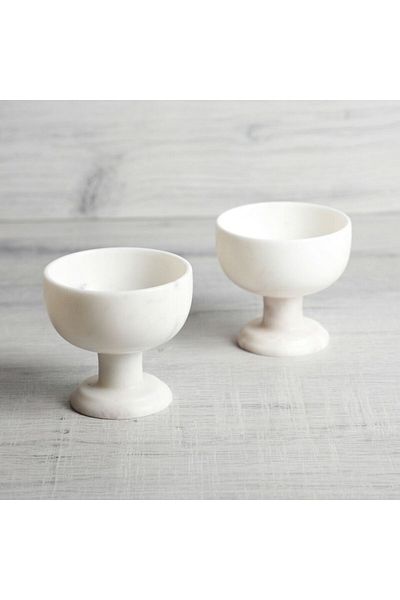 Sümeyra Marble Art Natural White Marble Ice Cream Bowl | Marble Dessert Bowl | Marble Pudding Bowl | 2 Pieces |