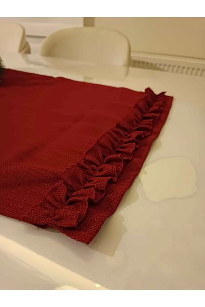Viemso Glitter Linen Runner with Ruffles 45x150 Cm