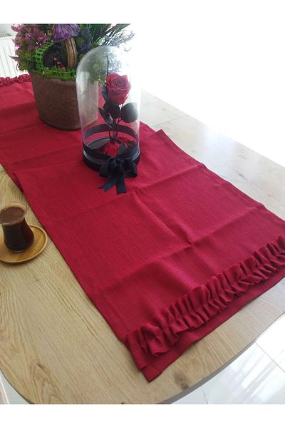 Viemso Glitter Linen Runner with Ruffles 45x150 Cm