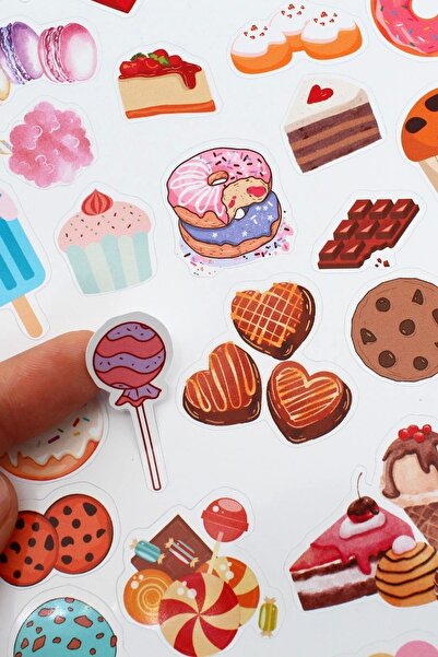 Mona Craftist 62 Adet Şekerleme Sticker Seti Tatlı Sticker Seti Sweets Laptop...