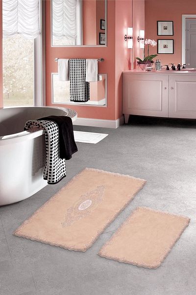 Alanur Home Alanur Evening Dress Cotton Lacy 2-Piece Toilet Set Zümra Powder
