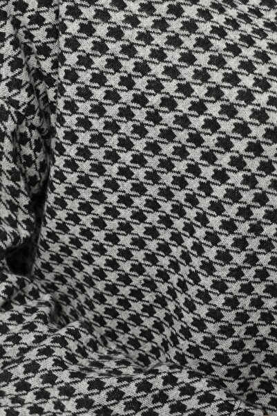 Curvy Trend Plus Size Hooded Houndstooth Jacquard Patterned Cardigan