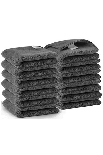 Vizyon Park 12 Pieces Microfiber Ultrathick Stain Resistant Odor Resistant Absorbent Kitchen and Floor Cleaning Cloth 40x40 Cm - Gray