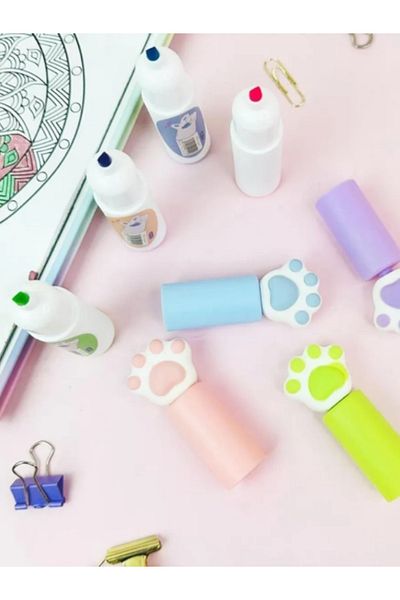 Fobinote Kawai Highlighter Pen with 4 Colors Paw Heads