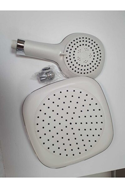 ZEK Tepe Ve El Duşu Beyaz 2 Li Set Tepe Duş Başlığı Ve El Duşu Duş Başlığı Beyaz Renk Banyo Seti