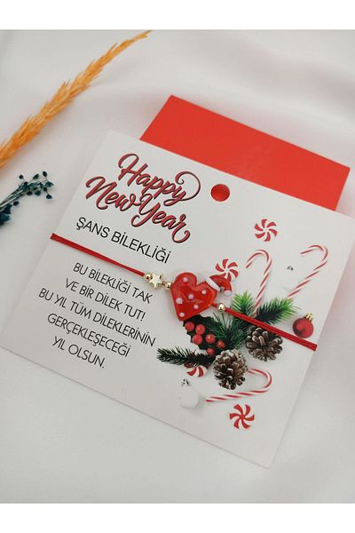 Ezgili Takı CHRISTMAS LUCK BRACELET RED HEART