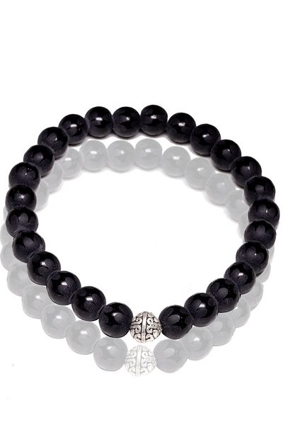 Tesbih Atölyesi Certified Bat Patterned Raw Onyx Stone Bracelet