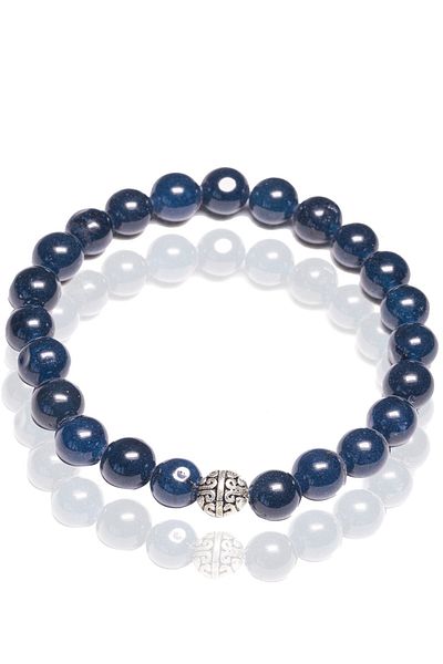 Tesbih Atölyesi Certified Blue Agate Stone Bracelet - With Silver Device