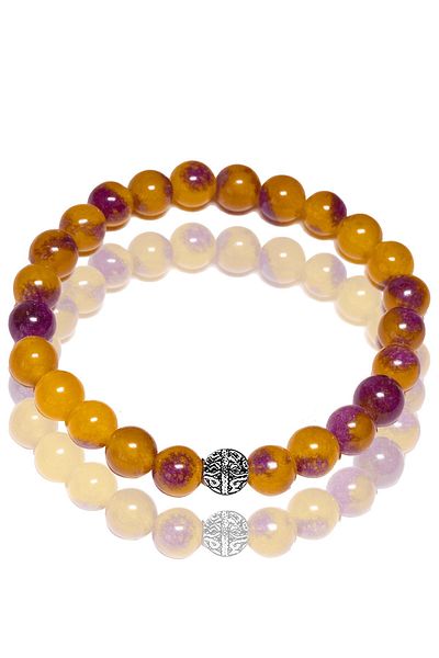 Tesbih Atölyesi Yellow and Purple Quartz Stone Silver Bracelet - Certified
