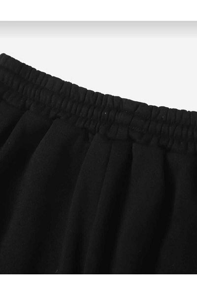 LAND MODA High Waist Elastic Double Jogger Sweatpants - Black and Gray (2 Thread)