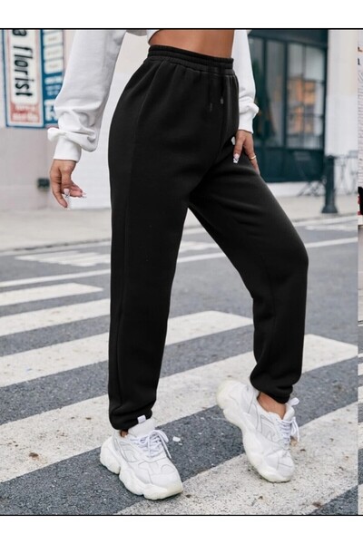 FİTGO Μαύρο βαμβακερό φούτερ από 3 κλωστές - Ανδρικό και Γυναικείο