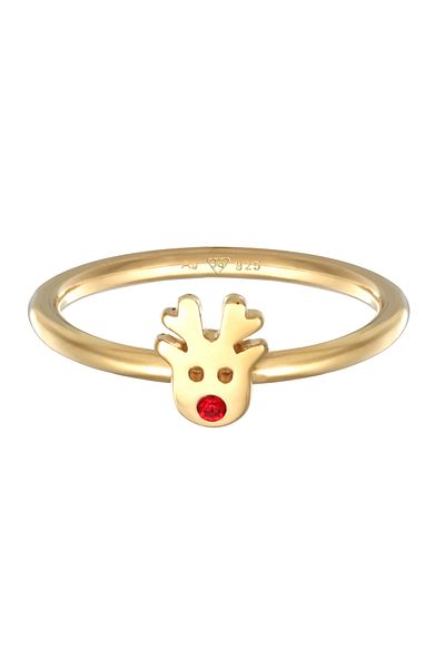 ELLI Ring Damen Basic Rentier Weihnachten mit Kristall in 925 Sterling Silber
