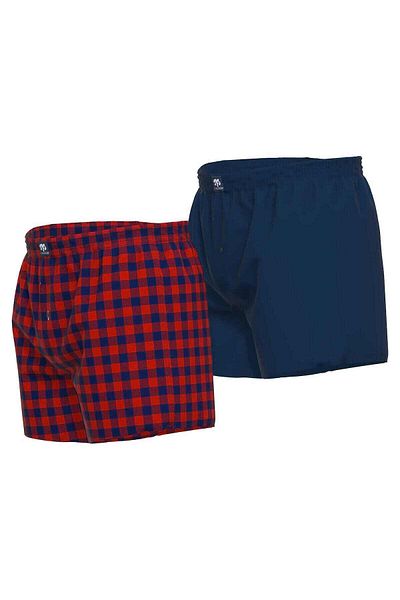 Ceceba Herren Web-Boxershorts, 2er Pack - Unterwäsche, Unterhose, Baumwolle, Logo, Karo, einfarbig
