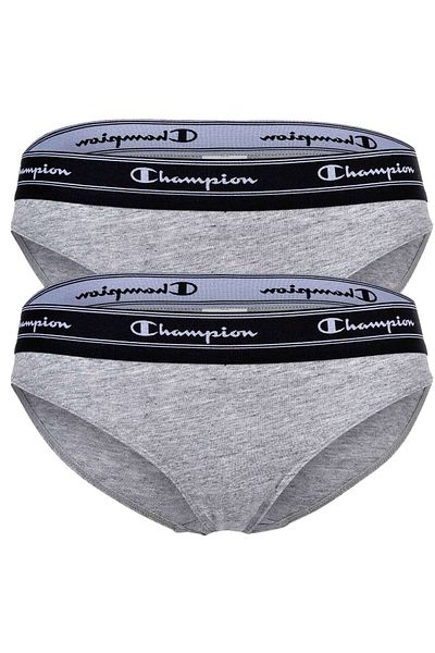 Champion Damen Bikini-Slips, 2er Pack - Slips, Logo-Bund, einfarbig