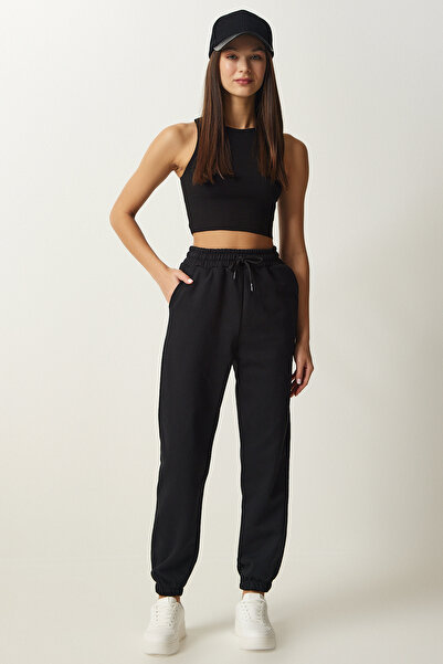 Happiness İstanbul Γυναικείο Πλεκτό Φούτερ με Μαύρο Δίσκο DZ00109