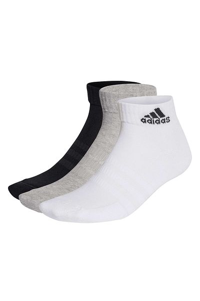 adidas Unisex Quarter Socken, 3er Pack - Cushioned Sportswear Ankle, Logo, gepolstert, einfarbig