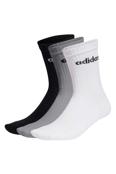 adidas Unisex Socken, 3er Pack - Linear Crew Cushioned, Logo, gepolstert, einfarbig