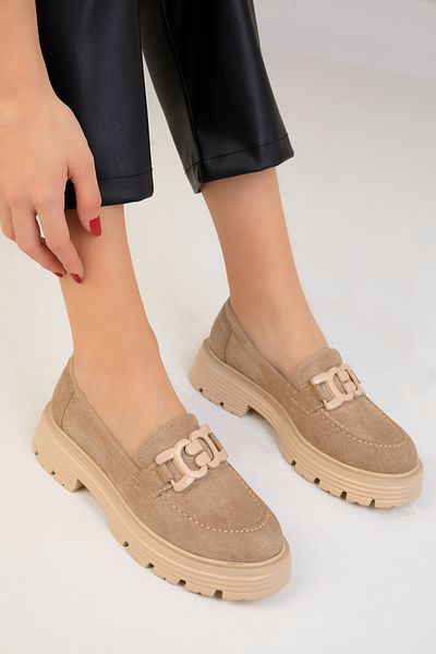 SOHO Nerzfarbene Wildleder-Freizeitschuhe für Damen 18428