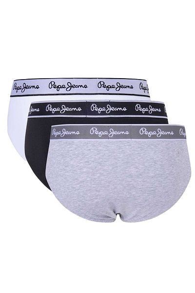 Pepe Jeans Herren Slips, 3er Pack - Unterwäsche, Baumwolle, Logobund, einfarbig