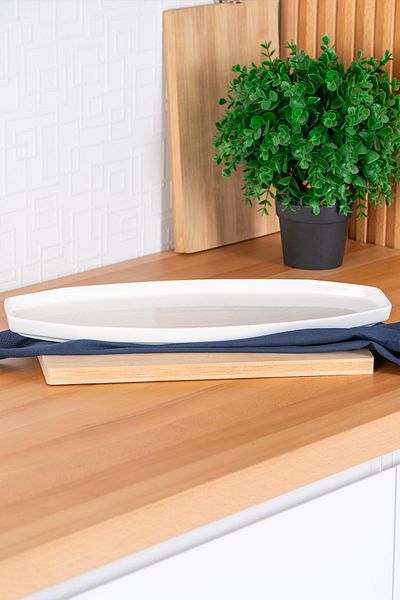 ACAR Hexagon Art Oval Boat Plate 40cm MST079