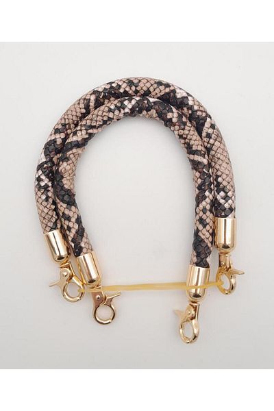angel çanta aksesuar Angel Bag Accessory Double Short Cord Bag Handle Snakeskin Pattern Light Gold Metal