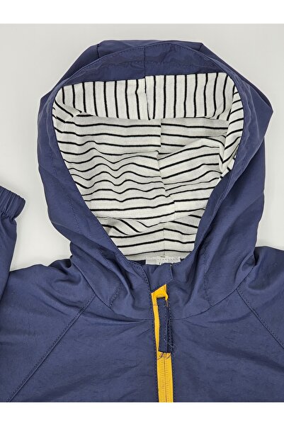 naynes Kapşonlu Çocuk Trençkotu Mevsimlik Montları, Erkek Ve Kız Çocuklar Için (130 CM-6 YAŞ / MAVİ)