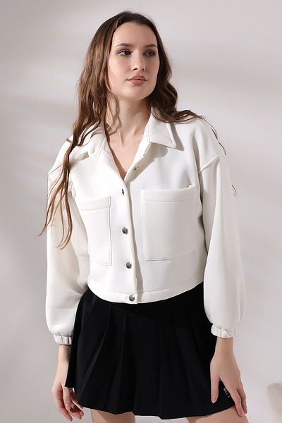 Suu Butik Women's Two Pocket Detailed Three Thread Jacket