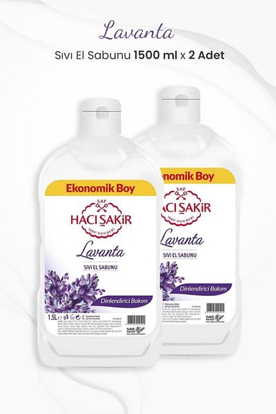 Hacı Şakir Lavender Relaxing Care Liquid Hand Soap 1500 ml x 2 Pieces
