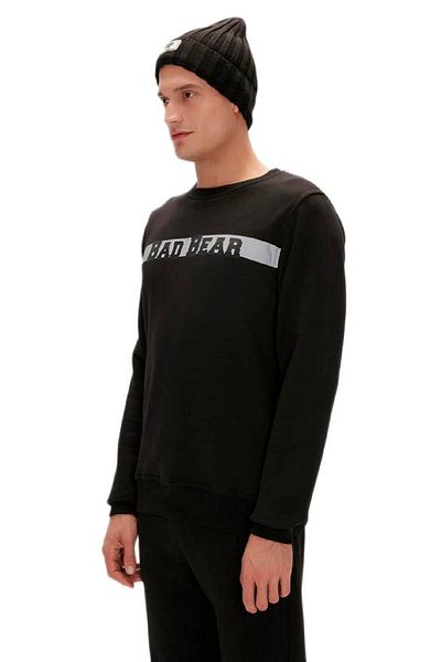 Bad Bear 23.02.12.021 Men's Black Sweatshirt - Reflect Bear Crewneck