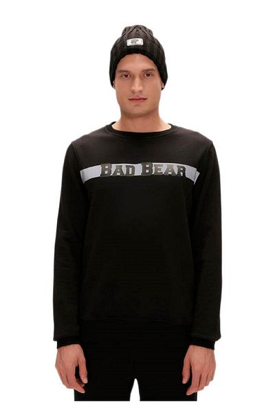 Bad Bear 23.02.12.021 Men's Black Sweatshirt - Reflect Bear Crewneck