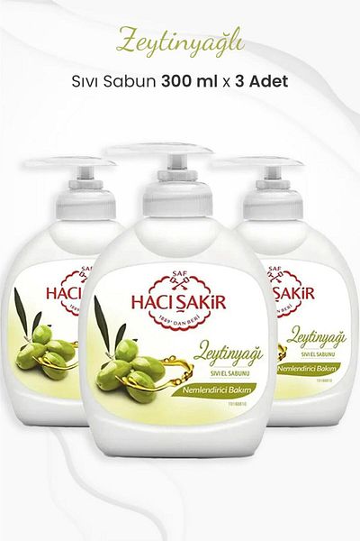 Hacı Şakir Olive Oil Moisturizing Liquid Soap 300 ml x 3 Pieces