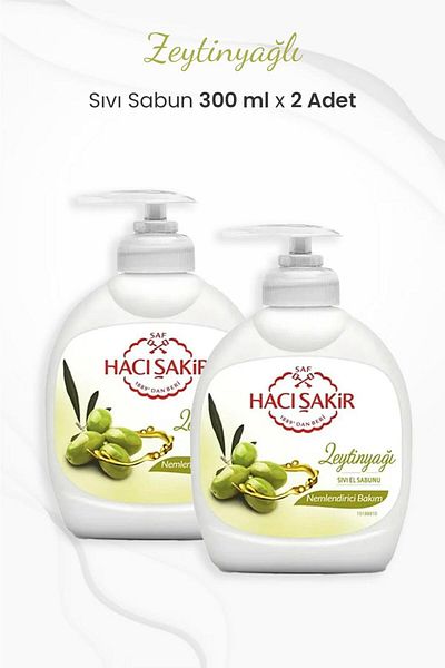 Hacı Şakir Olive Oil Moisturizing Liquid Soap 300 ml x 2 Pieces