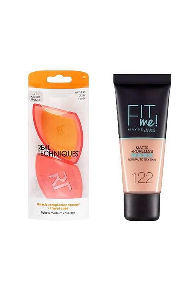 Real Techniques RT-1711 Miracle Makeup Sponge and Matte Foundation Fit Me Matte Porel