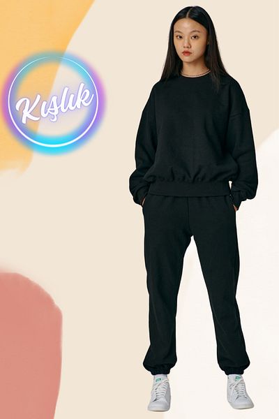 BSBSPOR Γυναικεία Ανδρικά Φούτερ Oversize Καλοκαιρινή Loose Fit Μαύρο Γκρι