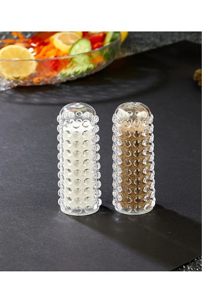 MİMOZA PARK 2-Piece Drop Plastic Mica Salt Shaker Pepper Shaker Spice Shaker Bead Series